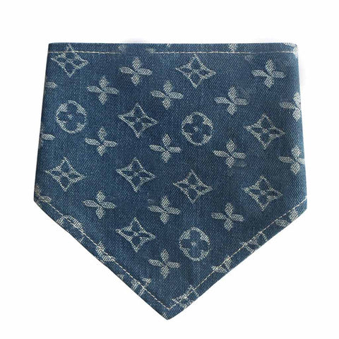 Moreloveu custom dog bandana with snap buttons personalized stylish pet scarf in denim print design
