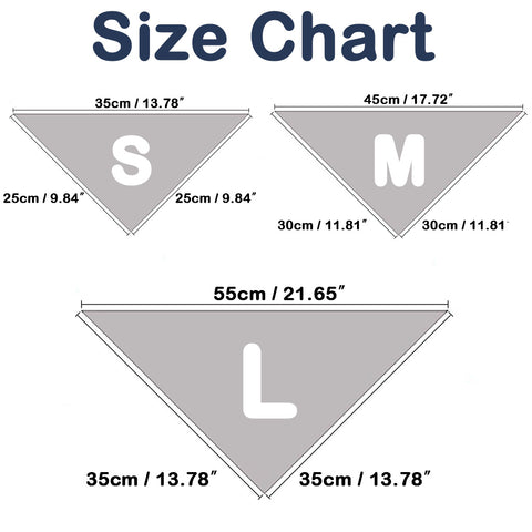 Moreloveu custom dog bandana with snap buttons size chart showing small medium and large measurements