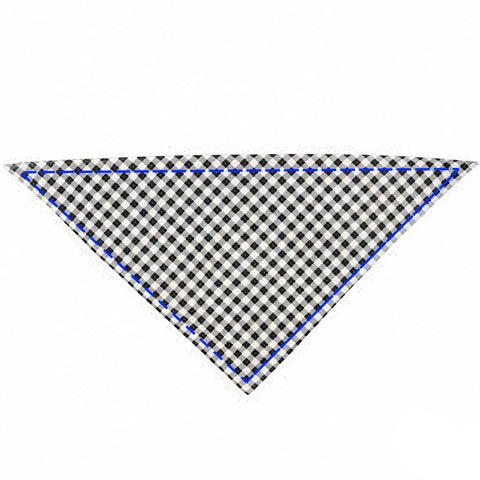 Moreloveu custom gingham plaid dog bandana in black and white checkered pattern flat lay on white background