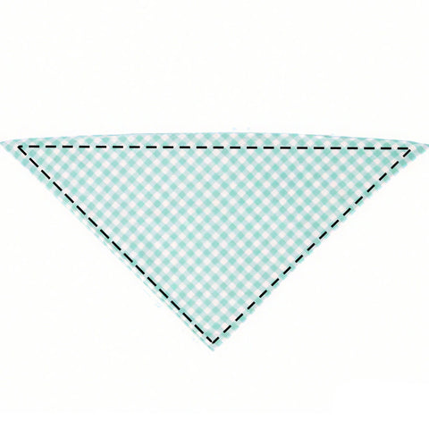 Moreloveu custom gingham plaid dog bandana in light blue and white checkered pattern flat lay on white background