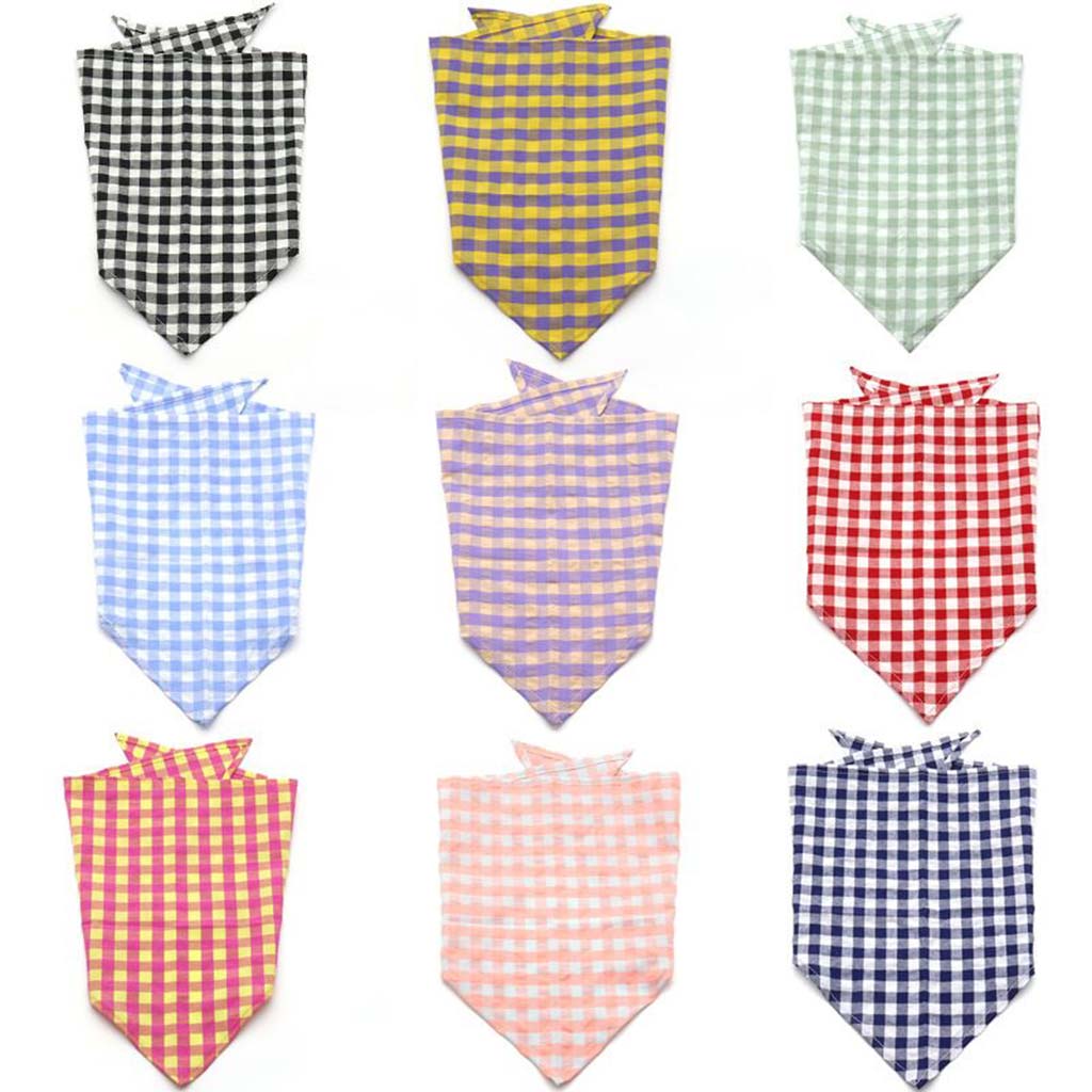 Moreloveu custom gingham plaid dog bandanas personalized checkered pet scarves in multiple colors