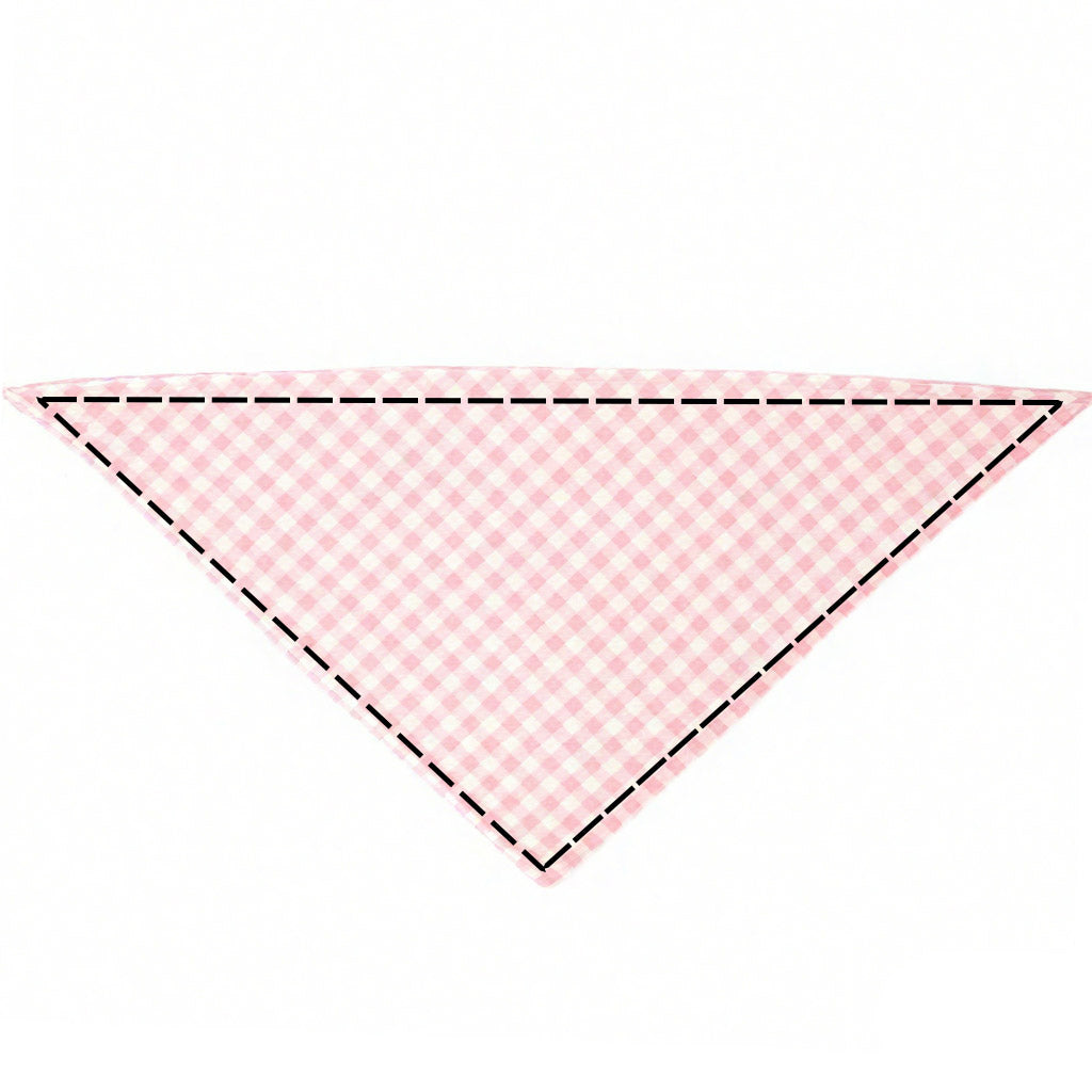 Moreloveu custom gingham plaid dog bandana in pink and white checkered pattern flat lay on white background