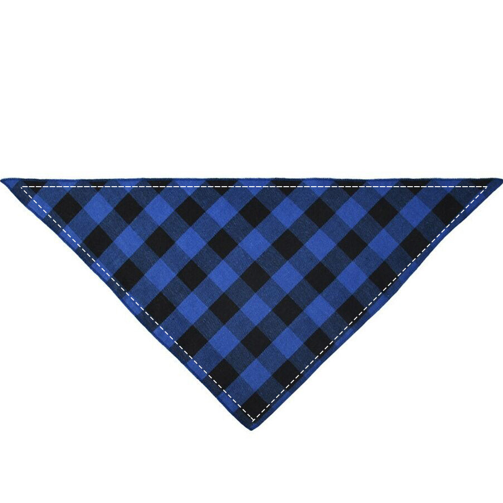 Custom buffalo check dog bandana – plaid pet scarf laid flat with marked personalization area