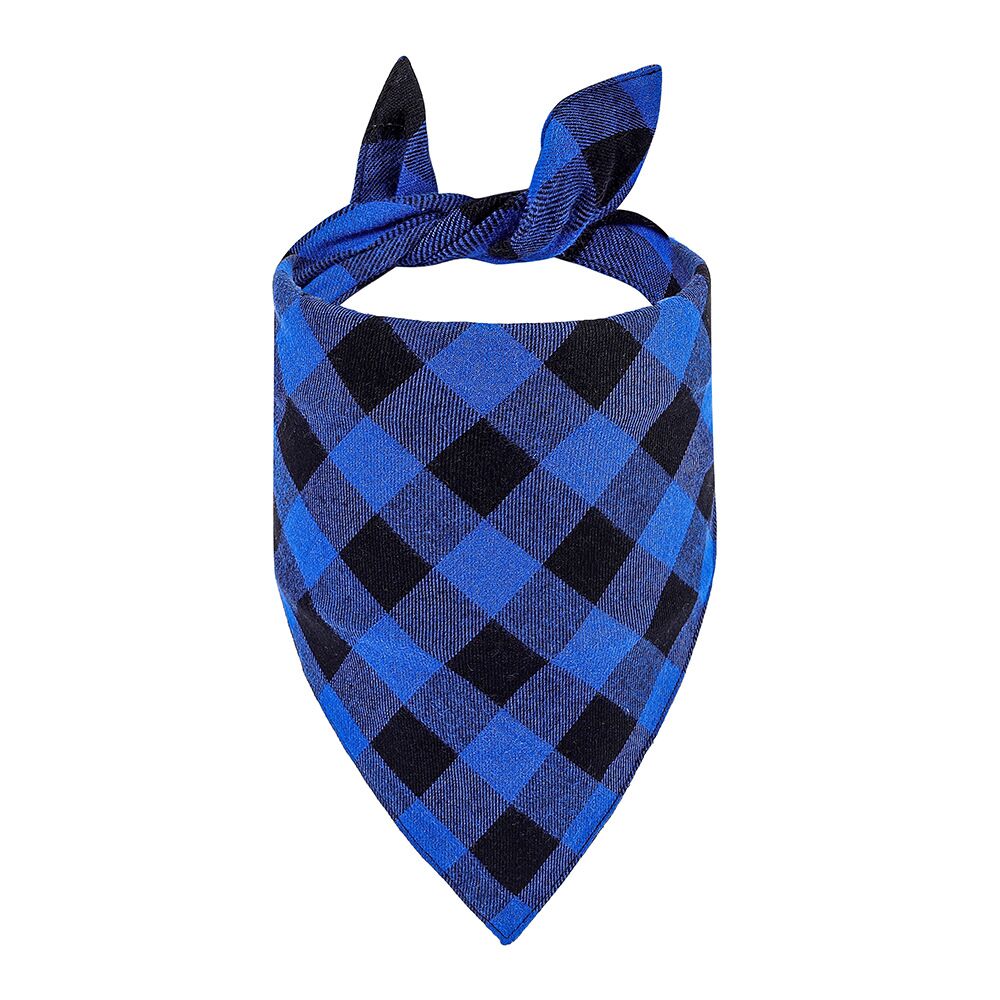 Custom plaid dog bandana with buffalo check pattern – personalized pet scarf on white background