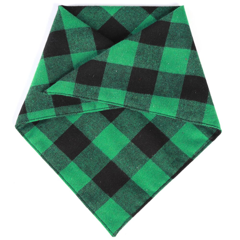 Back view of Moreloveu custom plaid dog bandana with buffalo check pattern – personalized pet scarf
