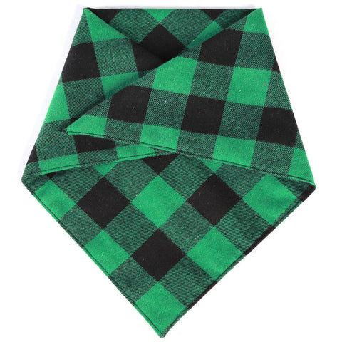 Back view of Moreloveu custom plaid dog bandana with buffalo check pattern – personalized pet scarf