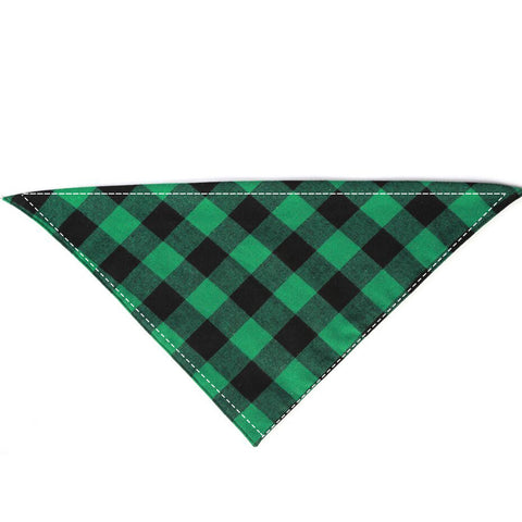 Custom buffalo check dog bandana – plaid pet scarf laid flat with marked personalization area