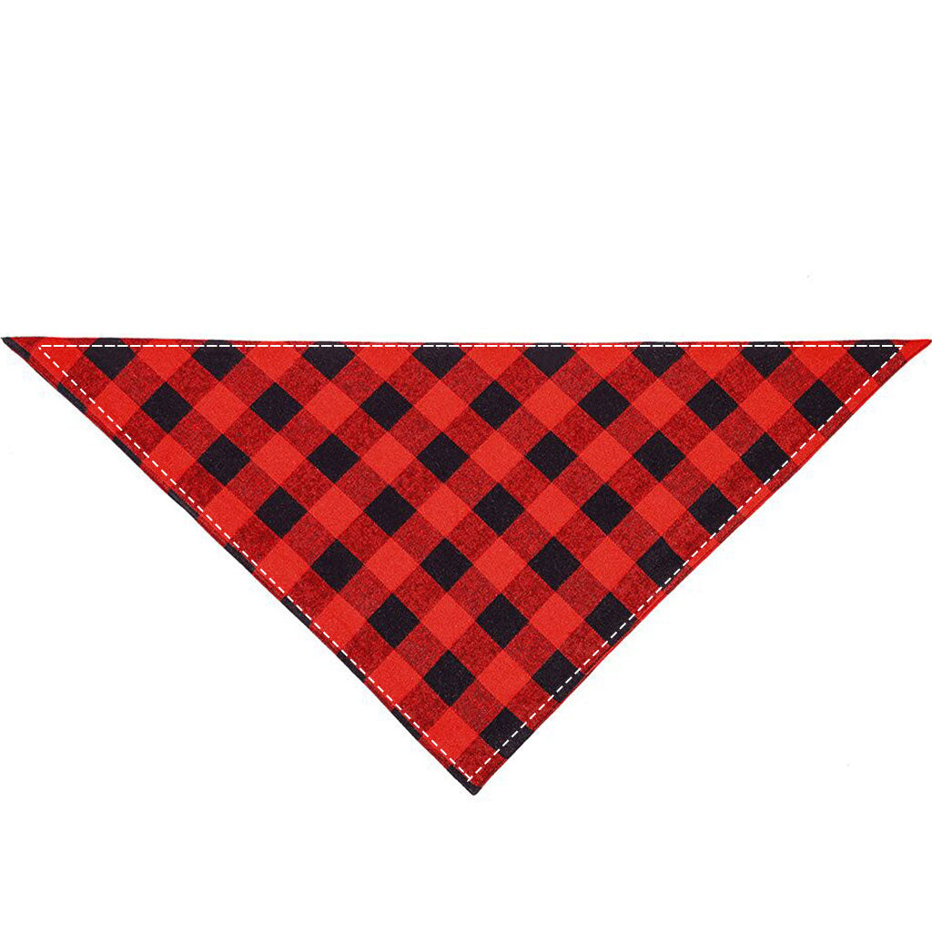 Custom buffalo check dog bandana – plaid pet scarf laid flat with marked personalization area