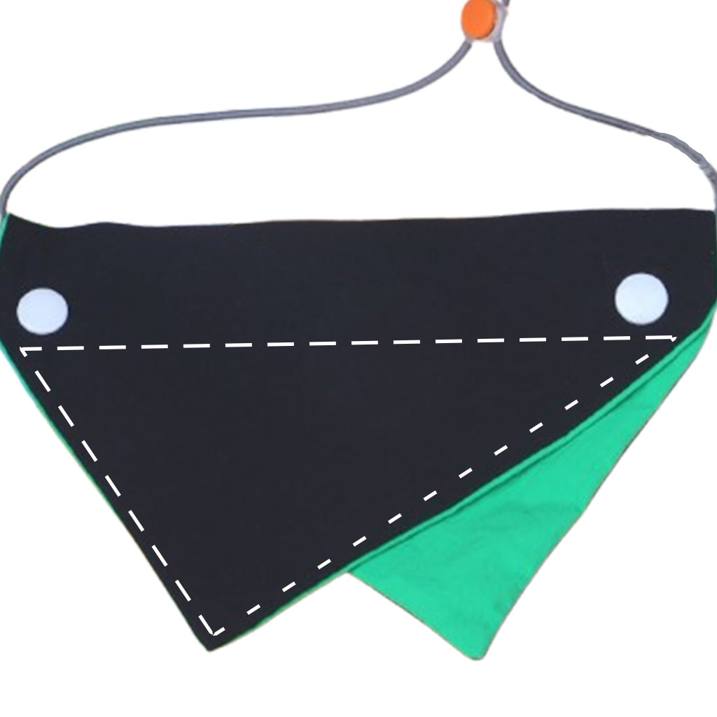Moreloveu custom reversible dog bandana black and green with snap buttons pet scarf