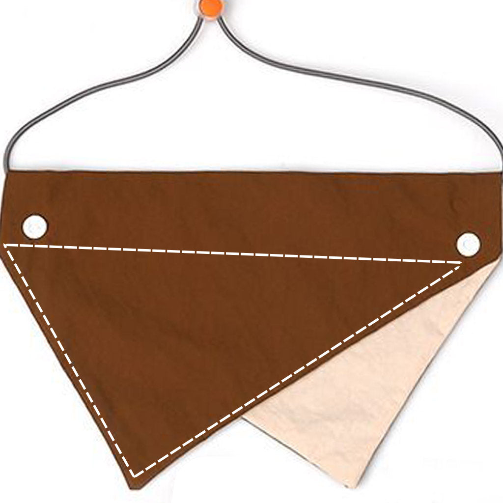 Moreloveu custom reversible dog bandana borwn & beige with snap buttons pet scarf