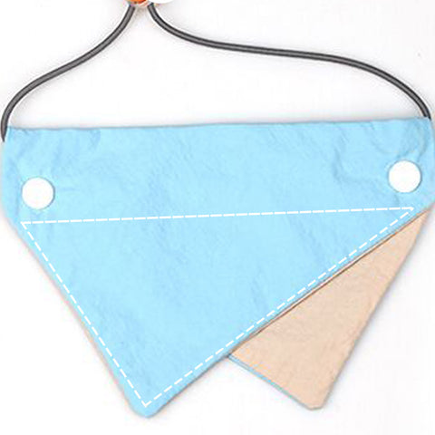 Moreloveu custom reversible dog bandana light blue and beige with snap buttons pet scarf