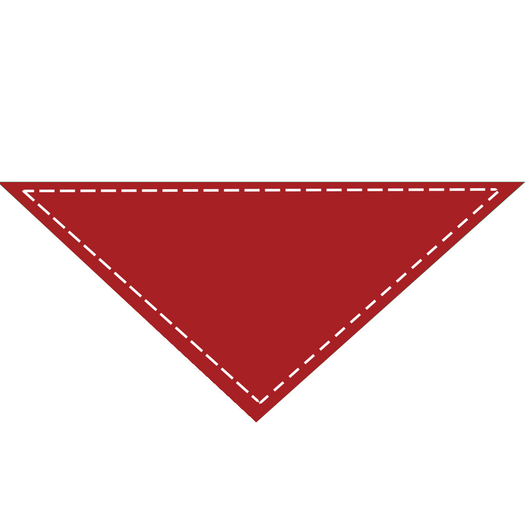 Moreloveu custom solid color red dog bandana with marked customizable print area on white background