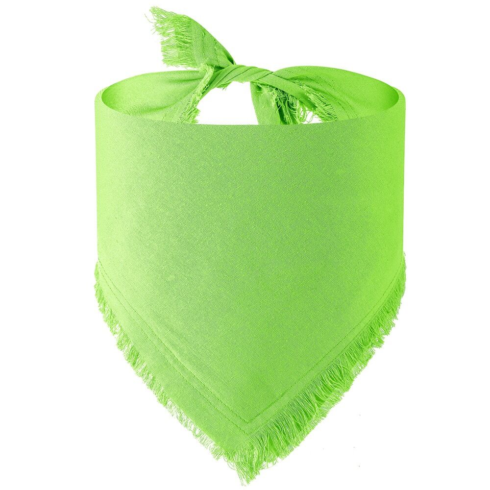 Moreloveu custom green dog bandana with fringe – tied view on white background