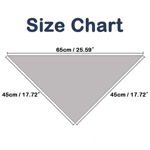 Size chart for Moreloveu custom solid color dog bandana with fringe – personalized pet scarf