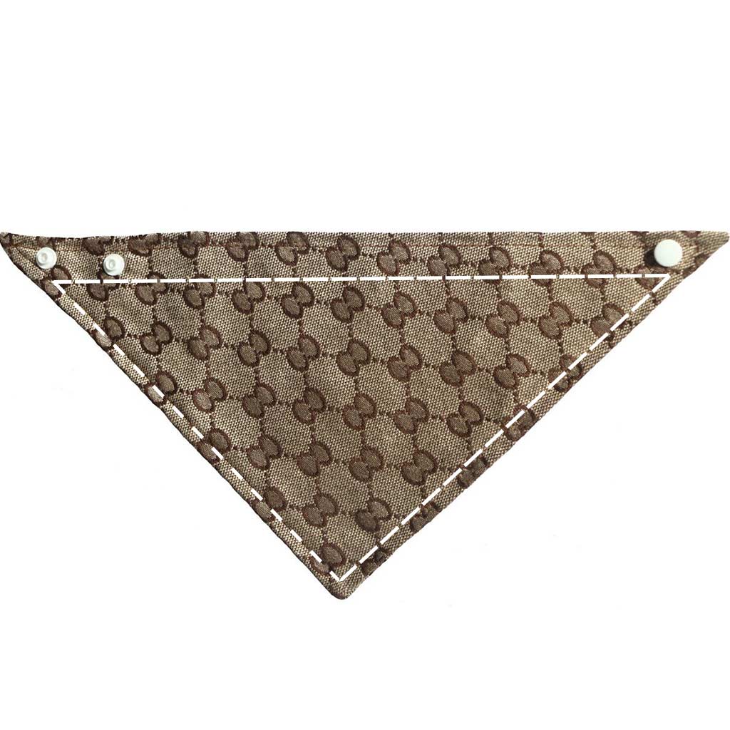 Moreloveu custom dog bandana with snap buttons brown print design front view with customizable area