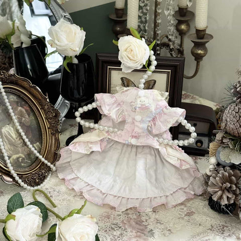 Customizable Pastel Pet Dress with Ruffles and Lace Trim