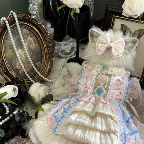 Customizable Pastel Pet Dress with Ruffles and Lace Trim