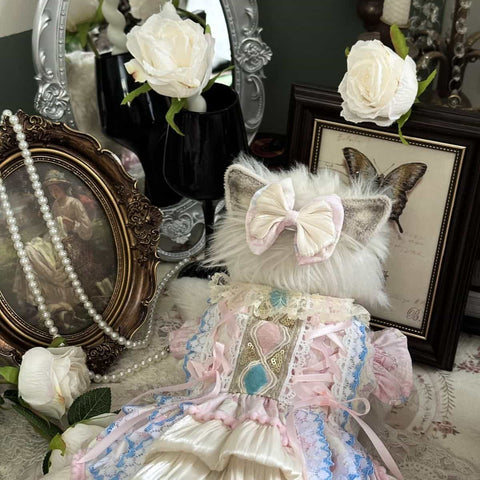 Customizable Pastel Pet Dress with Ruffles and Lace Trim