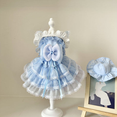 Powder Blue Ruffle Lace Dress – Custom Pet Outfit