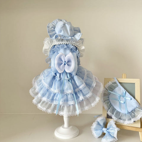 Powder Blue Ruffle Lace Dress – Custom Pet Outfit