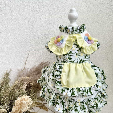 Индивидуальное платье с цветочными оборками для питомца — коллекция Daisy Garden с 3D-декором
