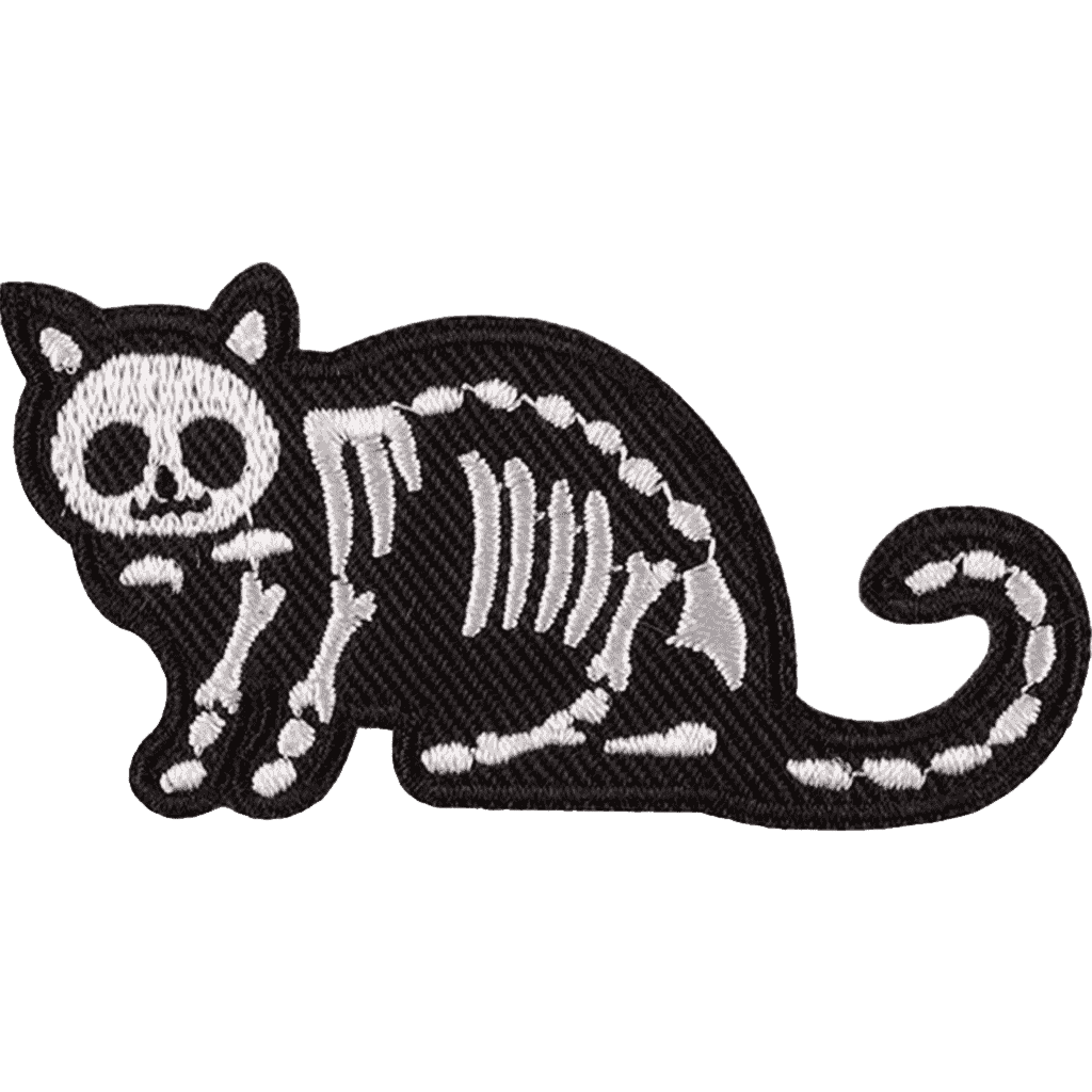 Halloween Skeleton Cat Embroidery Patches – Iron-On Sew-On Appliques for Clothes, Jackets & Bags by Moreloveu