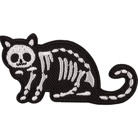 Halloween Skeleton Cat Embroidery Patches – Iron-On Sew-On Appliques for Clothes, Jackets & Bags by Moreloveu