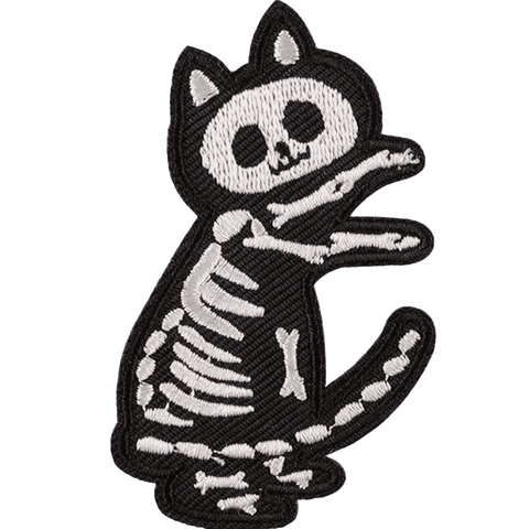 Halloween Skeleton Cat Embroidery Patches – Iron-On Sew-On Appliques for Clothes, Jackets & Bags by Moreloveu
