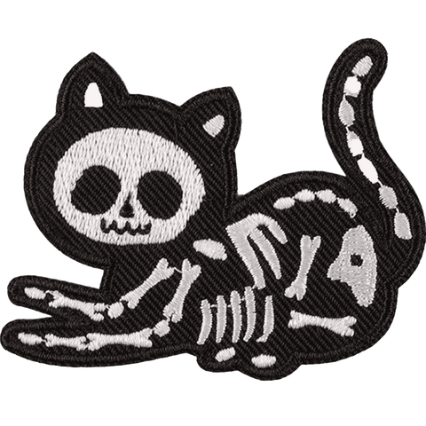 Halloween Skeleton Cat Embroidery Patches – Iron-On Sew-On Appliques for Clothes, Jackets & Bags by Moreloveu