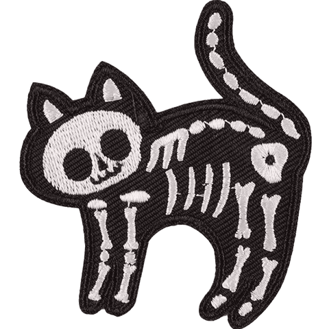 Halloween Skeleton Cat Embroidery Patches – Iron-On Sew-On Appliques for Clothes, Jackets & Bags by Moreloveu