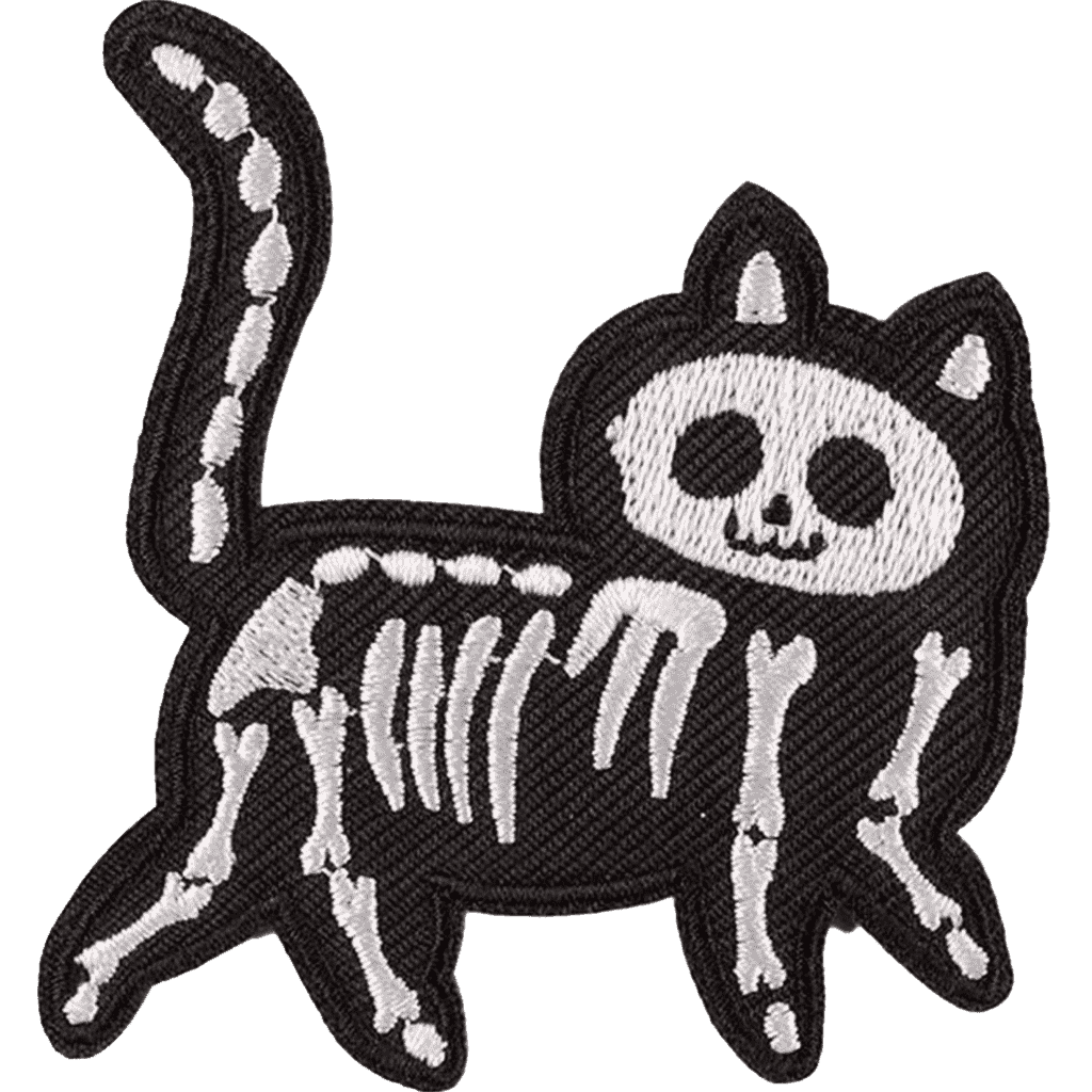Halloween Skeleton Cat Embroidery Patches – Iron-On Sew-On Appliques for Clothes, Jackets & Bags by Moreloveu
