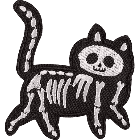 Halloween Skeleton Cat Embroidery Patches – Iron-On Sew-On Appliques for Clothes, Jackets & Bags by Moreloveu