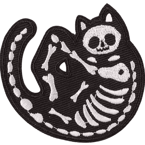 Halloween Skeleton Cat Embroidery Patches – Iron-On Sew-On Appliques for Clothes, Jackets & Bags by Moreloveu